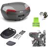 CLICK&GO COMPATIBILE CON YAMAHA T-MAX 560 BAULETTO PER MOTO SCOOTER VALIGIA E46 RIVIERA TOP CASE MONOLOCK 46LT BAULE CON PIASTRA E KIT UNIVERSALE PER PORTAPACCHI POSTERIORE