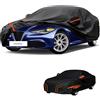 generico Telo copriauto esterni Compatibile con Alfa Romeo Giulietta 2010-2025,antivento,antipioggia,antineve,antisole impermeabile,protezione per tutte le stagioni (black orange)