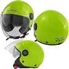 A-Pro Casco Jet Moto Scooter Certificato ECE 22 06 Parasole Visiera Lunga Verde A-Pro M