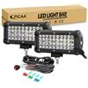 PICAA 2pcs 7 pollici 120W Barra Luminosa a Led con Cablaggio Kit, Quad Rows Barra Luce Led, Fascio Spot Bianca 6000K Luci di Lavoro per Fuoristrada 4x4 Auto SUV UTE ATV 12V 24V