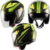 A-Pro Jet Moto Casco Visiera Doppia Scooter Certificato ECE 22-06 Nero Opaco Fluo XL