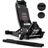 AUTORIA Cric idraulico 3T piatto, altezza di sollevamento 75-505 mm, con 2 cuscinetti in gomma, professionale per auto, ruote a 360°