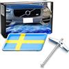 iJDMTOY Emblema con bandiera della Svezia, con griglia, montaggio a rete, bullone di ancoraggio, compatibile con auto scandinave svedesi Volvo, Saab, Scania, ecc
