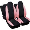 Susy Shop Kit Coprisedili con Posteriori divisi 50/50 e poggiatesta anteriore integrato, Compatibili Per Aygo MADE IN ITALY Fodere per sedili Auto (Nero - Rosa)