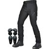 SHUOJIA Pantalone Moto Uomo,pantaloni Moto Uomo Impermeabili, Pantalone Donna Moto Invernali per Esterni Foderati in pile Termico, con Armatura Rimovibile Jeans (Black-2,S=W31.5/80cm)