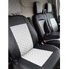 Texmar Coprisedili anteriori 2+1 progettati per Ford Transit Custom dopo il 2015 cabina piccola grigio centrale Kapitone in ecopelle con guida a destra