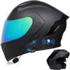 SONGDIQI Bluetooth Casco Modulare per Moto, Casco da Moto a Doppia Visiera Integrati Omologato DOT/ECE, con Doppio Altoparlante E Microfono(C7,M(57~58cm))