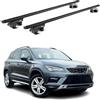 OMAC Barre Portatutto Alluminio TÜV geprüft per Seat Ateca 2016-2026 - per Rail Tetto Standard - T Nut - Max 90 kg - 2 Schlösser Nero