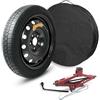 MAK Kit ruotino di scorta NPK 16" con Cric, Chiave e Sacca per Ford Ka, Fiesta, B-max e Eco-sport 125/80 16 con cerchio in acciaio nero a 4 bulloni - 78K00R591A (R591)