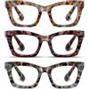 Hubeye - Set di 2 occhiali da lettura in stile Oprah per uomo e donna, anti luce blu, montatura quadrata con cerniere a molla e sacchetto, Varied within a Cat Eye frame package