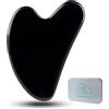 Ditind Gua Sha, strumento per massaggio facciale Gua Sha, ossidiana nera, strumento di massaggio Gua Sha in giada naturale, per massaggio della pelle del viso e del corpo, set Gua Sha per terapia SPA