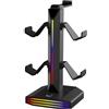 HWIREUIGT Supporto per Cuffie da Gioco da Scrivania, Supporto per Cuffie da Gioco e Supporto per Controller, Supporto per Auricolari RGB per PC, Console, Configurazione per Giocatori B