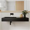 Parama Lavabo sospeso in marmoresina 120cm vasca a sinistra nero opaco | Koro