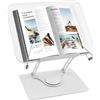 Samlonge Supporto Libri da Lettura, Leggio per Libri in Acrilico con Base Girevole a 360° e Clip Elastiche, 4,4-39 cm Regolabile Porta Libro da Scrivania, Pieghevole Poggia Libro per Ricette Tablet Spartito