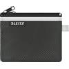 Leitz WOW Astuccio a 2 Scomparti, Cerniera in Nylon, Lavabile, Adatta come Portafoglio, Formato S (14 x 10.5 cm), Nero, 40110095