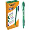 Bic Gel-ocity Illusion, Penne Gel Cancellabili Punta Media (0.7 mm), Scatola da 12, 12, Verde