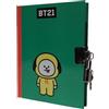 PRESTIGE & DELUXE Agenda compatibile con Scuola Diario BT21 Verde Cane Dog con lucchetto dim 15 x 11 cm Edizione Speciale