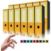 LogicaShop UBOX Raccoglitori ad Anelli A4 Grandi con Custodia, Faldoni Archivio, Classificatori Documenti Dossier Ufficio, Dox Registratore a Leva Raccoglitore (12Pz Commerciale, Giallo, Dorso 8)