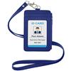 GOGO Porta Badge da Collo in PU, Porta Badge id con cerniera laterale e colletto rimovibile, Porta tesserino da collo, Porta tessere con cordón, Porta badge collo con cordino - Blu