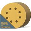 POWERTEC 44008G-50-P2 5 pollici 8 fori dischi abrasivi con gancio e anello, grana 80, 100 PK, carta vetrata per levigatrici orbitali Ramdom, levigatrice pneumatica, carrozzeria
