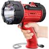 YIERBLUE Torcia ricaricabile con LED da 15000 lumen, IP67, impermeabile, a lunga durata, resistente agli urti, con supporto pieghevole e lente rossa rimovibile