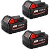 Udawfmk 18 V Compatibile con Milwaukee M18 M18B6 18 V XC 9800 mAh Batteria agli ioni di litio 48-11-1860 / Batteria ricaricabile con caricabatterie(3pcs-9800mah)