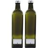 Mikken - 2 Bottiglie vuote per Olio da 750 ml, in Vetro Verde e Marrone con Etichette