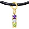 Iri jewelry Ciondolo Bandiera Genderqueer Pride con Collana, Charm PRIDE LGBT Non-Binary con Gemme in Argento 925 con Ametista, Moissanite Bianco, Peridoto (Argento Placcato Oro, Gioielli Genderqueer)