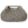DUST/ROSE Clutch all'Uncinetto Fatta a Mano, Champagne, 28x16x14 cm, Fettuccia Metallizzata, con Tracolla Rimovibile