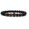 KARDINAL WEIST leone - occhio di tigre - onice - lava bracciale, perle di gemma, king - lion -gioielli per uomo, animale di potere - coraggio - protezione (XL)