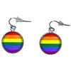 Generic Orecchini pendenti in acciaio inossidabile, diametro 20 mm, fatto a mano, illustrazione Bandiera arcobaleno