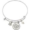 Handmade Bracciale bangle in acciaio con frase sull'amicizia e quadrifoglio - braccialetto amiche