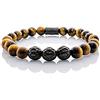Handmade Bracciale Occhio Di Tigre Bracciale Con Perline Classe A+ Perline Sfera Nera 8mm In Acciaio Inossidabile (Modello A)