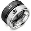 Ihanskio Personalizzato glassato corona coppia anelli all'interno del testo inciso Anelli di promessa per lui e lei personalizzato coppia bande per anniversario Matrimonio Fidanzamento (Nero+Argento-6mm)