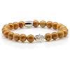 Generic Bracciale in pizzo di legno naturale Bracciale con perline Perline di pietra Fatima Anello in acciaio inossidabile da 8 mm con strass Donna Uomo (Fatima)