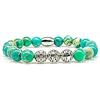 Generic Bracciale di diaspro Bracciale di perline Perline verdi Sfera Argento 8 mm Acciaio inossidabile (Modello A)
