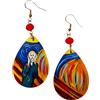 Arte Lisanti Orecchini dipinti a mano - L' URLO DI MUNCH - Orecchini da donna, Gioielli in legno dipinto, Gancio in argento, Made in Italy, Bijoux, Lavorazione Artigianale
