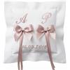Generic Crociedelizie, Cuscinetto Cuscino Fedi Portafedi Nozze Cotone Con Volant Cornice Ricamo Personalizzato Iniziali Sposi