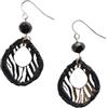 Handmade Orecchini pendenti fatti a mano con stampa zebrata - Bordo all'uncinetto nero, gioielli boho leggeri, orecchini statement animalier, accessori moda unici