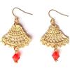 Handmade Orecchini con perline di vetro, orecchini in pizzo, beige/rosso, Gioielli tessili/all'uncinetto, ventaglio, stile boho, Made in Italy, Bijoux da donna, Lavorazione Artigianale