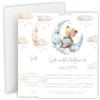 Handmade Invito Battesimo Orsetto sulla Luna Personalizzato Bimbo o Bimba - Biglietto 13x18 cm Cartoncino Bianco con o senza Busta (OR-07-INV)
