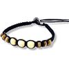 LUZ ITALY Bracciale tribale in cotone cerato intrecciato a mano con inserti in osso di bufalo e legno - Regolabile