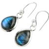 Handmade Orecchini in labradorite blu fuoco, argento sterling 925, bellissimi orecchini con pietra preziosa cabochon, regalo di compleanno per lei, per le donne