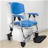 RSHJD Sedia Comoda WC per Anziani con Rotelle, Sedia Comoda Pieghevole WC per Disabili con Padella, Sedia da Doccia Impermeabile e Antiscivolo con Braccioli e Schienale, Portata 150kg