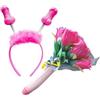 realGOOS Cerchietto per capelli con antenne pisello + bouquet di fiori da sposa per la festa di addio al nubilato gadget per adulti 18+