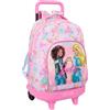 safta BARBIE PAINTERLY - Zaino grande con ruote, compatto, rimovibile, ideale per bambini di diverse età, comodo e versatile, qualità e resistenza, 33 x 22 x 45 cm, rosa/celeste, M, Casual