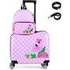 COSTWAY Valigia Cavalcabile per Bambini, Valigia+ Zaino,2 Pezzi, Trolley Bambini Bagaglio a Mano con Ruote Girevoli e Maniglia Retrattile, 2 Cingie Multiuso (Modello 11)