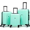 R.Leone Valigia da 1 Fino a Set 4 Trolley Rigido grande, medio, bagaglio a mano 55x40x23 cm Wizz, ITA Airways e bagaglio 45x36x20 cm EasyJet in ABS 9001 (Verde Acqua, Set 3 Pezzi XS M L)