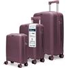 4FLY Set Trolley Da Viaggio Rigidi Leggeri 3 Pezzi (M/L/XL) - Set Valigie Con Serratura TSA, 4 Ruote Doppie Spinner E Manico Telescopico In Alluminio, Set Bagagli Con Cabina E Stiva