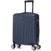 R.Leone Valigia da 1 Fino a Set 4 Trolley Rigido grande, medio, bagaglio a mano 55x40x23 cm Wizz, ITA Airways e bagaglio 45x36x20 cm EasyJet in ABS 9001 (Blu, M Valigia Medio)